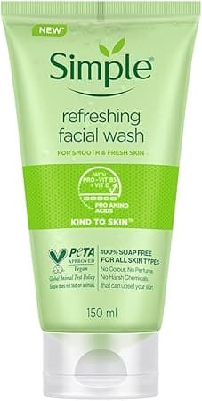 Simple Refreshing Facial Wash, Make-Up Remover With Pro-Vitamin B5, Vegan, No Perfume And Alcohol, Vitamin E Anti-Oxidant, Soap-Free, Hypoallergenic, Sensitive Skin, 150Ml on Amazon.ae - Price Tracker