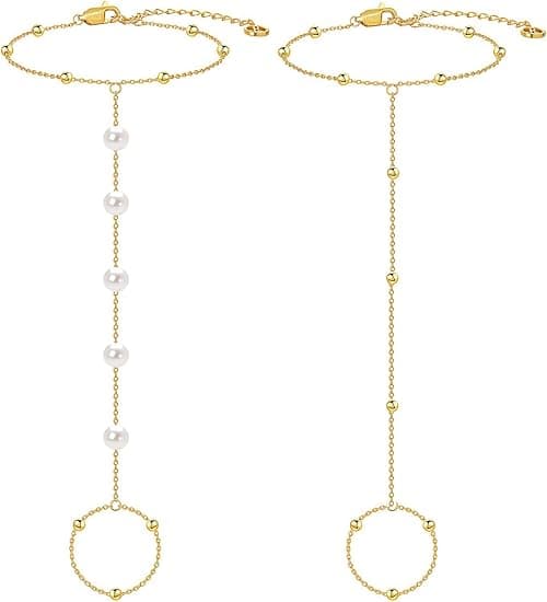 2PCS Women's Bracelets Boho Pearl Finger Ring Bracelet Gold Hand Chain Bracelet Gold Slave Finger Bracelet Pearl Bead Wrist Ring Bracelet Bead Bracelet Chain Jewelry for Women on Amazon.ae - Price Tracker