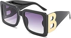 PORADAY Fashion Large Square Sunglasses for Women Men Trendy Black Thick Frame Luxury Designer Sun Glasses Modern Big Frame - Amazon.ae Price Tracker