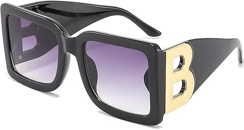 PORADAY Fashion Large Square Sunglasses for Women Men Trendy Black Thick Frame Luxury Designer Sun Glasses Modern Big Frame on Amazon.ae - Price Tracker