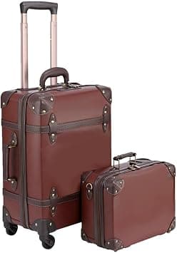 Vintage Luggage Set of 2 Pieces, Lightweight Hardside Spinner Suitcase with Number Lock and 4 Wheels, cabin bag, carry- on luggage (BROWN) على Amazon.ae - متتبع الأسعار