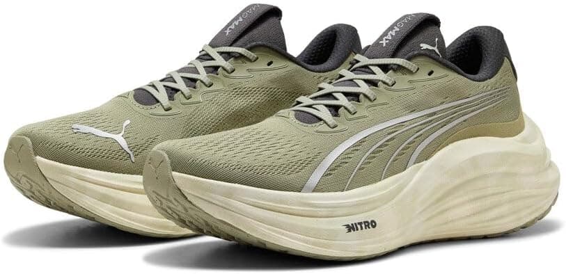 PUMA Mens Magmax Nitro Running Sneakers Shoes, Lux Army/Warm White/Dusky - Best Deal Finder