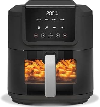 Nutricook Air Fryer Slim, 5L, 1.4 KGs, Large Basket, Space-Saving Slim Design, Air Fry, Bake, Reheat, with 5 Presets, Clear Window & Light, AFS100, Black, 1500 Watts, 2 Years Warranty on Amazon.ae - Price Tracker