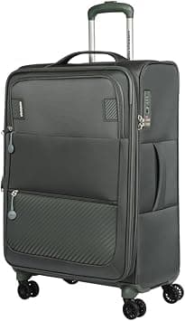 American Tourister Majoris + Suitcase, Check-In Size 70 cm / 26 inch, 4 Spinner Wheels, Soft Top, 100% Polyester, Balsam Green|Corner Guards|TSA Lock|Expandable - 3 Years Global Warranty on Amazon - Best Deal Finder