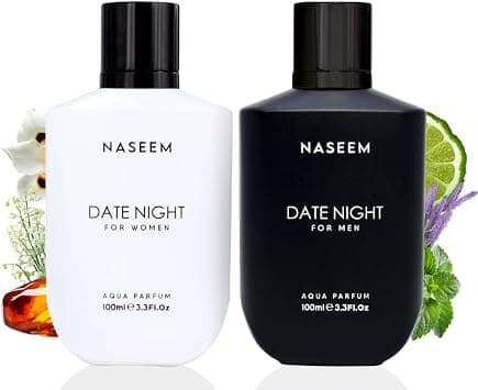 NASEEM Date Night Aqua Parfum for Men (Black) & Women (White) | Subtle & Elegant Eau De Parfum for Special Occasions, Long-Lasting Fragrance (Combo - 100ml Each) على Amazon.ae - متتبع الأسعار