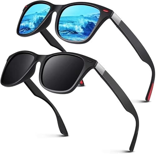 Rectangular Polarized Sunglasses for Men, 2 Pack Pilot Driver Fashion Sun Glasses, Driving UV 400 Protection, Sports Sunglasses for Outdoor Hiking Golf Cycling Fishing Eyewear (with Glasses Pouch) on Amazon.ae - Price Tracker