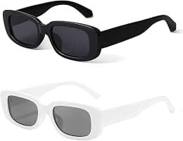 Retro Rectangle Sunglasses Women and Men Vintage Small Square Sun Glasses Protection Glasse, UV400 Protection Glasse, Vintage Driving Glasses 90’s Fashion Narrow Square Frame - Best Deal Finder