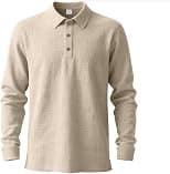 Men’s Linen Shirts Long Sleeve Polo Shirt Casual Summer Classic T Shirts - Best Deal Finder