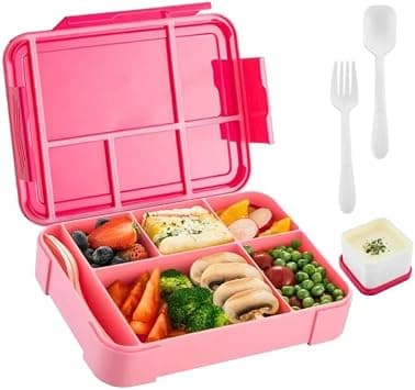 Shadikheil Lunch Box for Kids, 6-Compartment Bento Box, Leak-Proof Safe Box for School, Children’s Lunch Box for Girls & Boys, Snack Box for Trips, Green, Perfect for School & Trips, Pink Color on Amazon.ae - Price Tracker