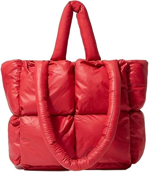 Puffer Tote Bag, Trendy Luxury Chic Quilted Large Padded Designer Handbags for Women Cotton Winter Soft Shoulder Bag on Amazon.ae - Price Tracker