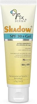 Fixderma Shadow Sunscreen SPF 30+ Gel PA+++ | for Oily Skin SPF 30 | Sunscreen for Body & Face | Broad Spectrum Sunscreen for UVA & UVB Protection - Women & Men | Non Greasy & Water Resistant - 75gm - Best Deal Finder