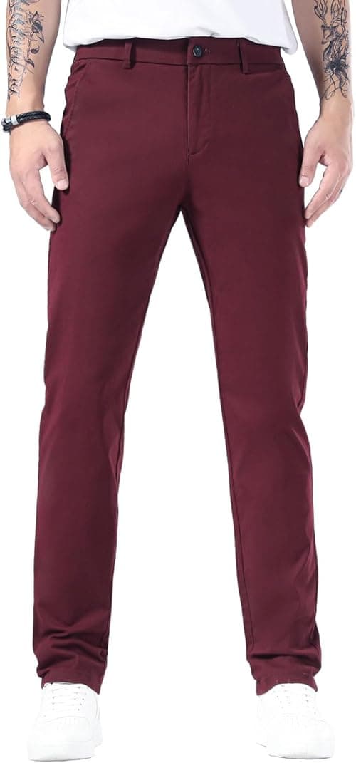 Plaid&Plain Men’s Slim Fit Khaki Pants Men’s Tapered Chino Pants on Amazon.ae - Price Tracker