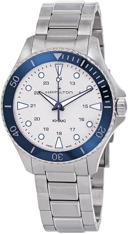 Hamilton Watch Khaki Navy Scuba Quartz | Swiss Made | 37mm Stainless Steel Case | Silver Dial Analog Watch | Silver Stainless steel Bracelet (Model: H82231150) - Best Deal Finder