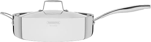 Tramontina Grano 30cm Stainless Steel Sauté Pan with Lid & Long Handle | 5.6L Tri-Ply Clad Construction | Induction Compatible | Oven Safe up to 260°C | Dishwasher Safe | Made In Brazil 62140300 on Amazon.ae - Price Tracker