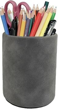 Pen Pencil Holder Cup Container Leather Desk Organizer Stand Decor Brush Scissor Holder Decoration Office Desk Home School on Amazon.ae - Price Tracker