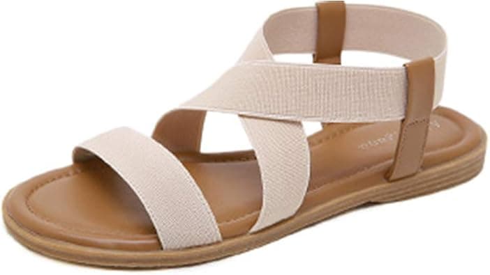 Alicegana Womens Sandals Shoes Comfort Walking with Non Slip on Casual Summer Beach Shoes Dress Ankle Elastic Jeweled Bohemian Flats على Amazon.ae - متتبع الأسعار