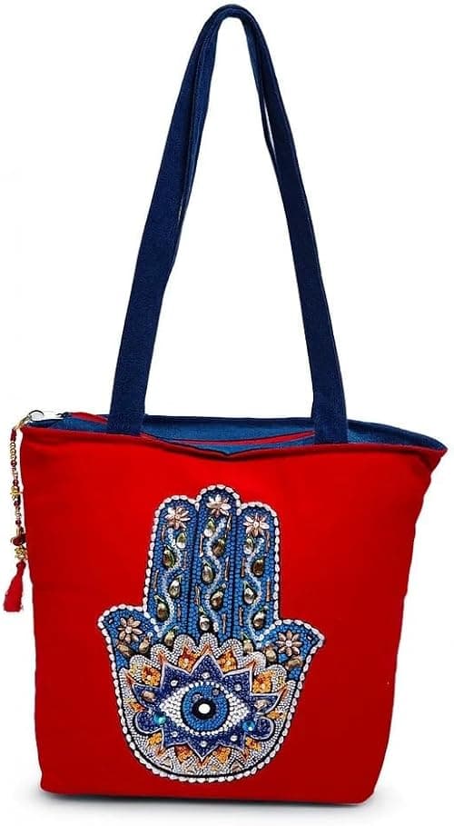 Artistic & Elegant Denim Tote Bag, "Red" Multi-purpose Bag (Set of 01) on Amazon.ae - Price Tracker