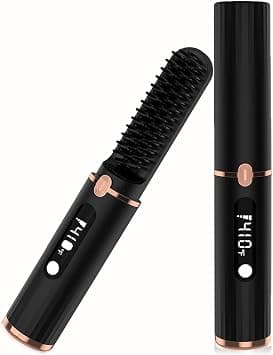 Cordless Beard Straightener Comb for Men or Women, 15S Fast Heat up, Anti-Scald & Auto Shut Off, 4 Tem Display, Portable Hair Straightening Comb for Travel على Amazon.ae - متتبع الأسعار