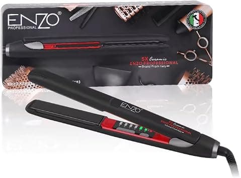 ENZO EN-5183 – Advanced Titanium Technology for Sleek, Smooth, and Styled Hair – Adjustable Temperature, Quick Heat-Up, Non-Slip Grip, and 360° Swivel Cord - International Version على Amazon.ae - متتبع الأسعار