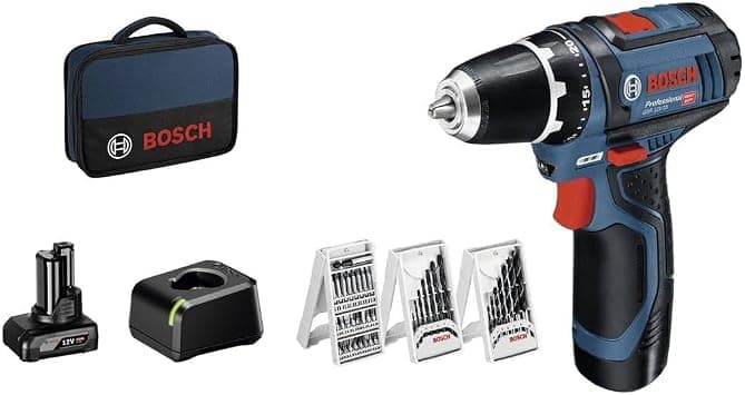 Bosch Professional 12V GSR 12V-15 Cordless Drill Driver System (with 39-piece accessory set, 2.0 Ah battery, 4.0 Ah battery, GAL 12V-20 charger, tool bag) - متتبع أسعار Amazon.sa