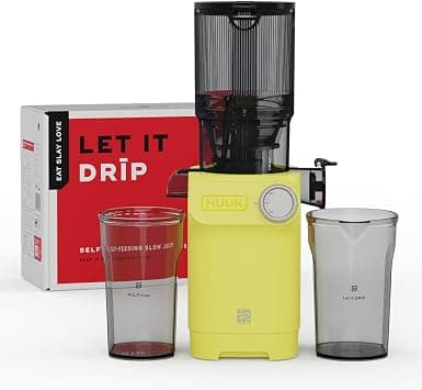 NUUK DRIP Self-Feeding Cold Press Juicer For Home, Mimics Hand Squeezing for Max Nutrients, Fruit & Vegetable Slow Juicer Machine, Patented Fused Strainer For Max Juice, 100% BPA Free Tritan Jars على Amazon.ae - متتبع الأسعار