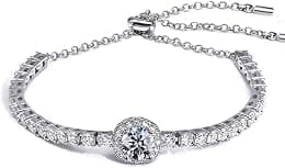 Moissanite Tennis Bracelet, 2 Carat 8mm Lab-Created Moissanite Diamond, Adjustable Bracelet for Women, Jewelry Gift - متتبع أسعار Amazon.sa