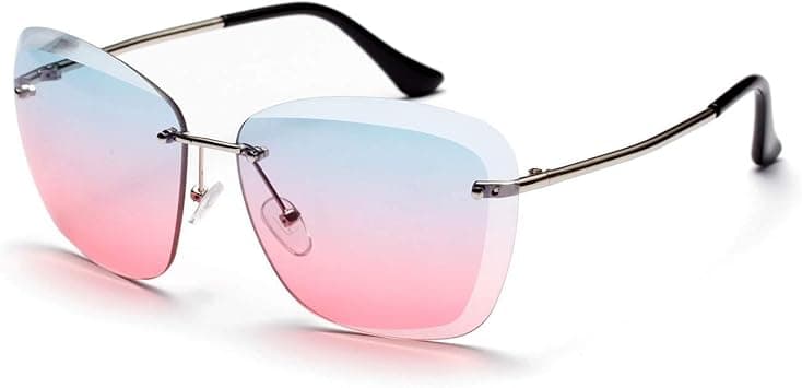 Frameless Full Lens UV Protection Fashion Cobwebby Gloss Lens Sunglasses for Women (Color : Blue+pink) on Amazon.ae - Price Tracker