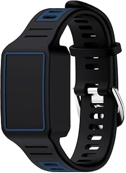 Replacement Silicone Strap Compatible with Helio Fitness Tracker, Soft Lightweight Sweatproof Adjustable Wristband for Daily Activities and Sports, Black and Deep Blue on Amazon.ae - Price Tracker