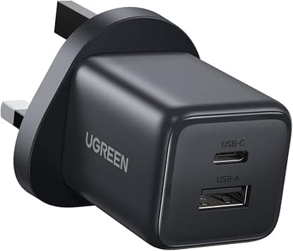 UGREEN Charger 20W iPhone Adapter 2-Port GaN Type C Fast Moblie Charging | USB C Wall Charge Plug for iPhone 16/15 Pro Max, Galaxy S24U, iPad, 4-Security Protection, 38% Smaller than Original على Amazon.ae - متتبع الأسعار