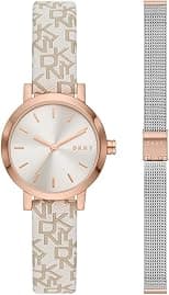 DKNY SOHO Women's Quartz Watch with Alloy Stainless Steel Leather Silicone Strap - Best Deal Finder