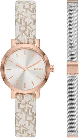 DKNY SOHO Women's Quartz Watch with Alloy Stainless Steel Leather Silicone Strap - Best Deal Finder