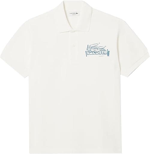 Lacoste Classic Fit Printed Polo Shirt White/Blue on Amazon.ae - Price Tracker
