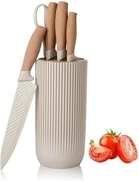 6-Pieces Sharp Knife Set for Kitchen, Kitchen Knife Set,Non-Stick Non-Slip Stainless Steel Chef Knife Set with Universal Knife Block Suitable for Home Restaurant (Khaki) on Amazon.ae - Price Tracker