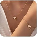 Personalized Initial Necklace & Bracelet Set，Gold Initial Bracelet and Necklace，Customizable Heart Letter Monogram Jewelry,Dainty Gold&Hypoallergenic Accessories for Women，Letters A-Z - Best Deal Finder