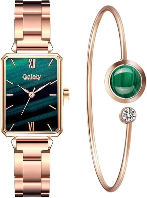 Womens Watch Gifts Set with Bracelet Rose Gold for Lady Female Elegant Luxury Wrist Watches Ladies Stylish Bracelet Watches على Amazon.ae - متتبع الأسعار