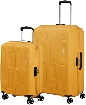 American Tourister Ellipso Suitcase, 2pc Set (55 + 68 cm), 4 Spinner Wheels, Hard Top, Polypropylene, Orange|Lightweight|Scratch Resistant Texture|TSA Lock - 3 Years International Warranty on Amazon.ae - Price Tracker