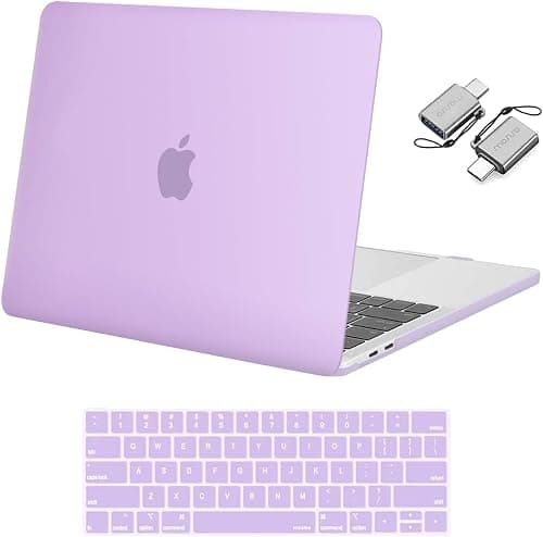 MOSISO Compatible with MacBook Pro 13 inch Case 2023, 2022, 2021-2016 M2 M1 A2338 A2251 A2289 A2159 A1989 A1708 A1706, Plastic Hard Shell Case & Keyboard Cover & Type C Adapter 2 Pack, Light Purple على Amazon.ae - متتبع الأسعار