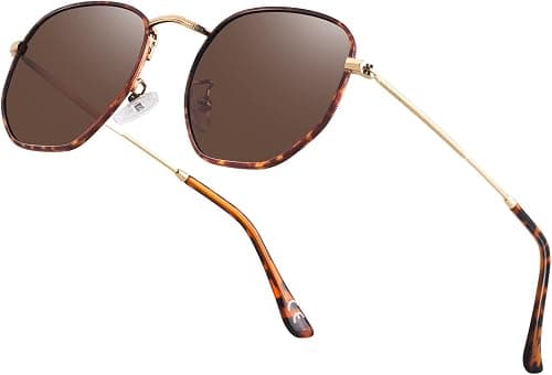 Hipster Hexagonal Polarized Sunglasses Men Women Geometric Square Small Vintage Metal Frame Retro Shade Glasses on Amazon.ae - Price Tracker