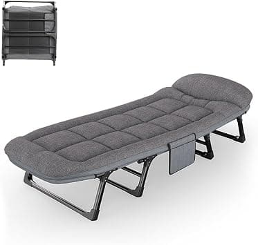 Office adjustable lounge chair nap folding bed, 8-legged support portable camping bed with side pockets, no installation required, suitable for campsites, terraces, offices(65cm×200cm) on Amazon.ae - Price Tracker