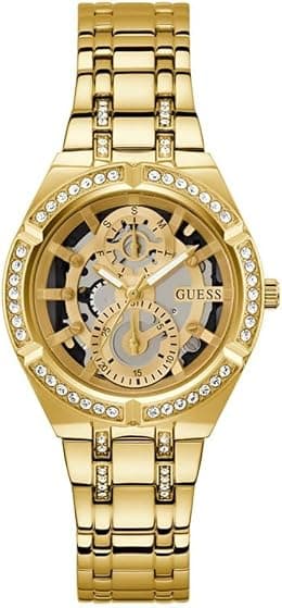 GUESS Gold-Tone Cut-Through Multifunction Watch - Best Deal Finder