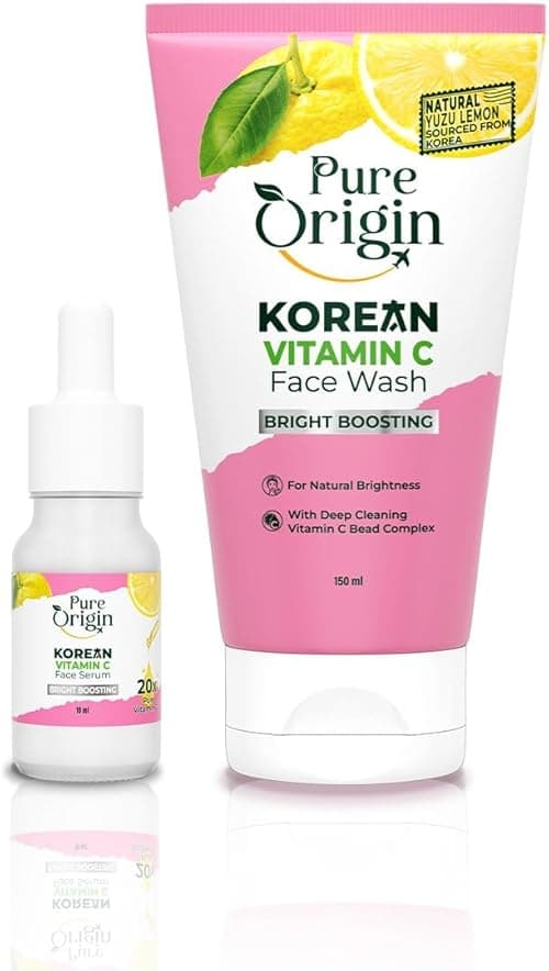 Pure Origin Korean Vitamin C Bright Boosting Face Wash & Serum | Face serum for Brightening & Face cleanser deep cleansing for Brighter, Glowing and soft skin | For women and men | For all skin type | on Amazon.ae - Price Tracker