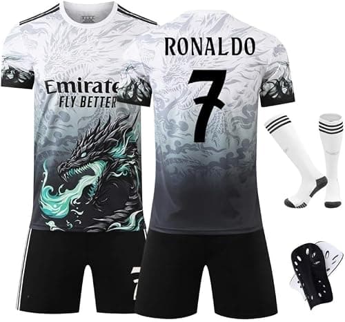 RMA 2024/25 Season Black White Dragon Pattern Special Edition Jersey Set – Ronaldo #7 – Boys, Teens & Men Football Uniform with Shorts & Socks, Breathable Soccer Shirt (16–3XL) on Amazon.ae - Price Tracker