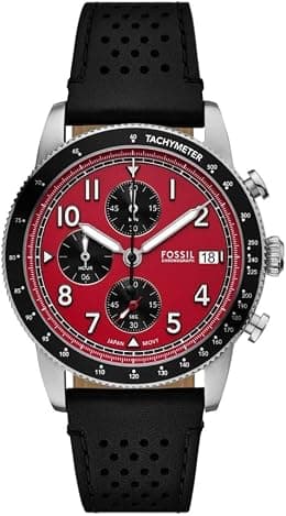 Fossil Men's Sport Tourer Chronograph Black Leather Watch - Best Deal Finder