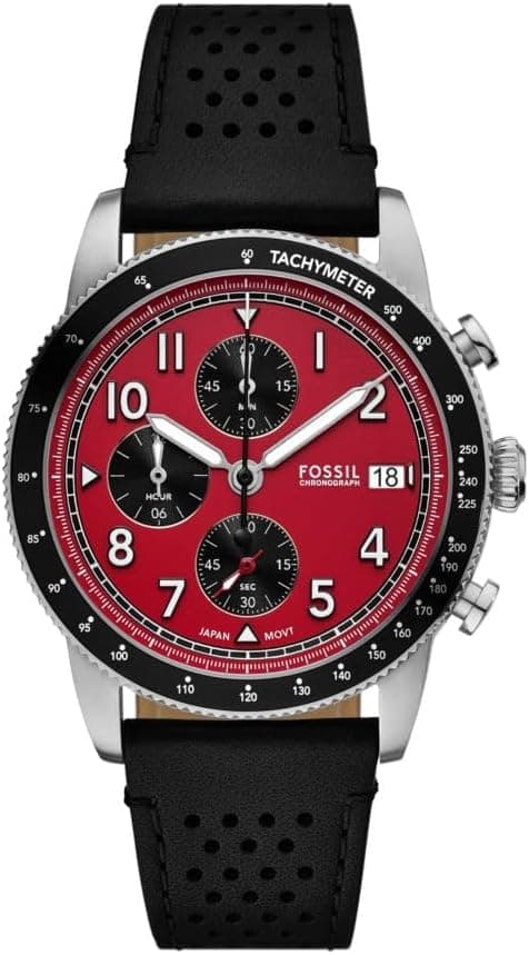 Fossil Men's Sport Tourer Chronograph Black Leather Watch on Amazon.ae - Price Tracker