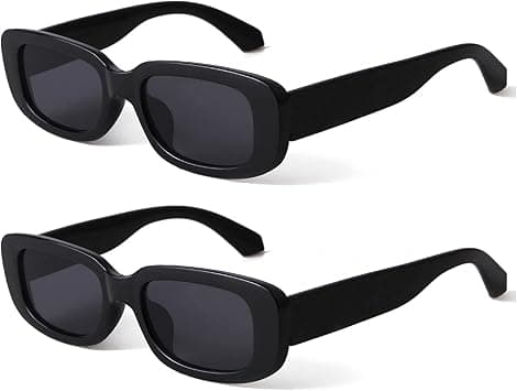 KUGUAOK Retro Rectangle Sunglasses Women and Men Vintage Small Square Sun Glasses UV Protection Glasse, 2 Pack Black, 2 PACK - Amazon.ae Price Tracker