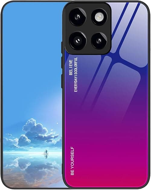 UPLAI Case for Motorola Moto G77 5G, Ultra Thin Shockproof Cover with Gradient Color Tempered Glass Back, Soft TPU Silicone Bumper Stylish Cover.Blue Red على Amazon.ae - متتبع الأسعار