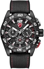 Ducati DT012 Men's Black Dial Black Silicone-Nylon Strap Chronograph Watch - 42mm - Best Deal Finder