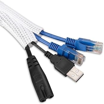 AGPTEK 6.6ft - 2/3 inch White Cable Sleeve Cover, Cord Protector Management Wire Loom Tubing Cable Sleeve Split Sleeving for Desk PC TV Computer Cable Protect Cat from Chewing Cord, White on Amazon.ae - Price Tracker