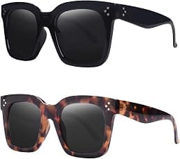 Vintage Women Oversized Sunglasses Designer Luxury Square Sun Glasses UV400 Protection Flat Lens - Best Deal Finder