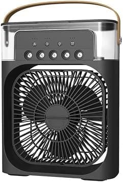 SKY-TOUCH 4 in 1 Portable Desk Fan with Cooling Mist,with 90° Oscillation,with Timer 1-3H, 3 Wind Speeds, 5 Spray Modes, 7 Colour Light for Home, Office, Need to Be Connected to Electricity For Use on Amazon.ae - Price Tracker